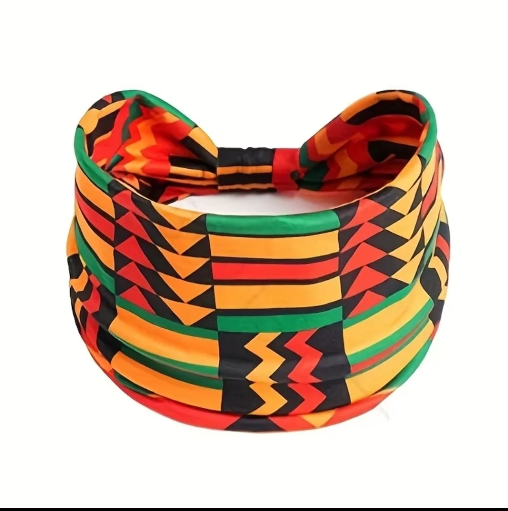 African Print Headband, Wide, Spandex Knit